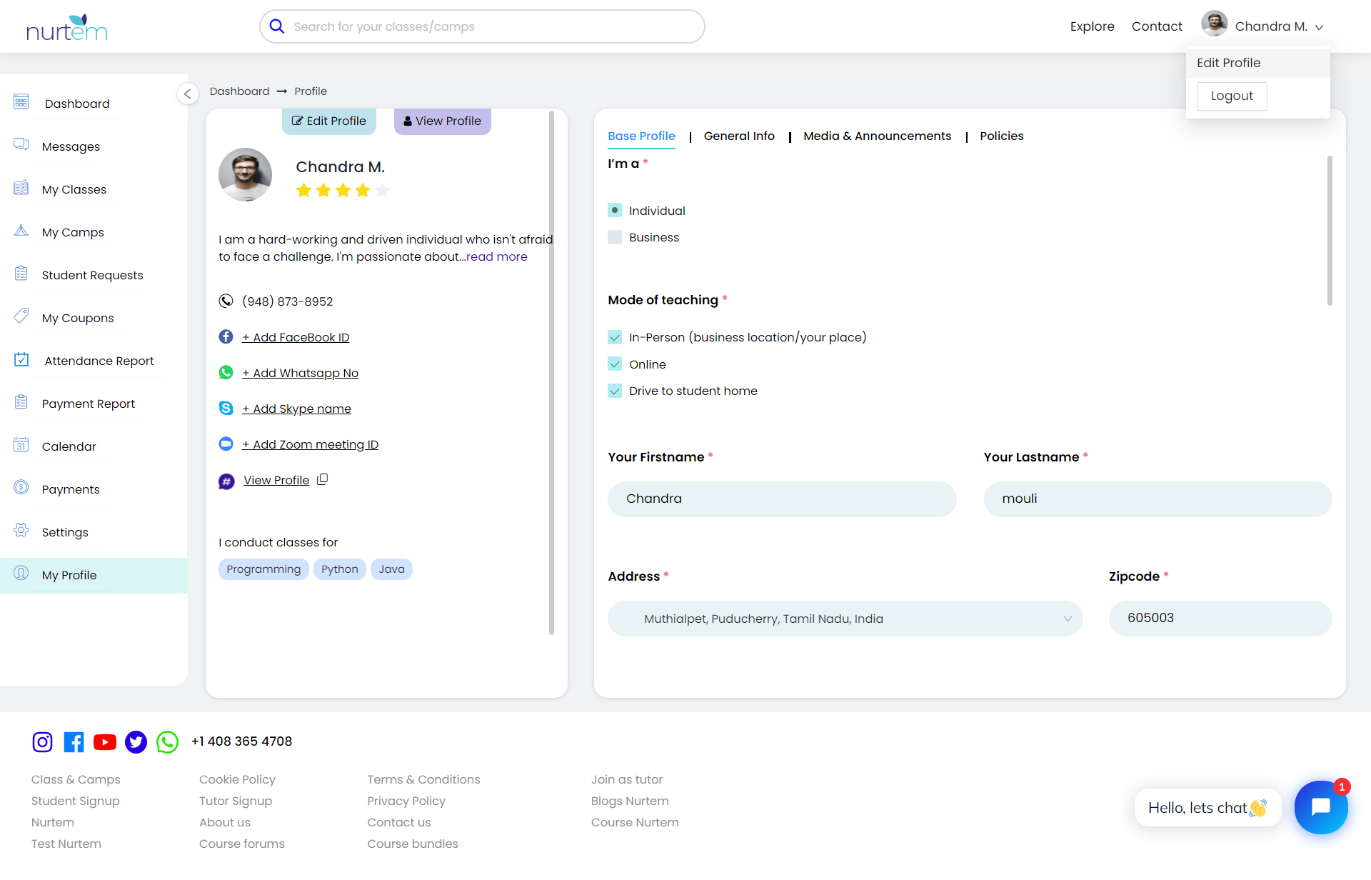 screencapture class nurtem tutor edit profile 2023 03 20 16 36 31