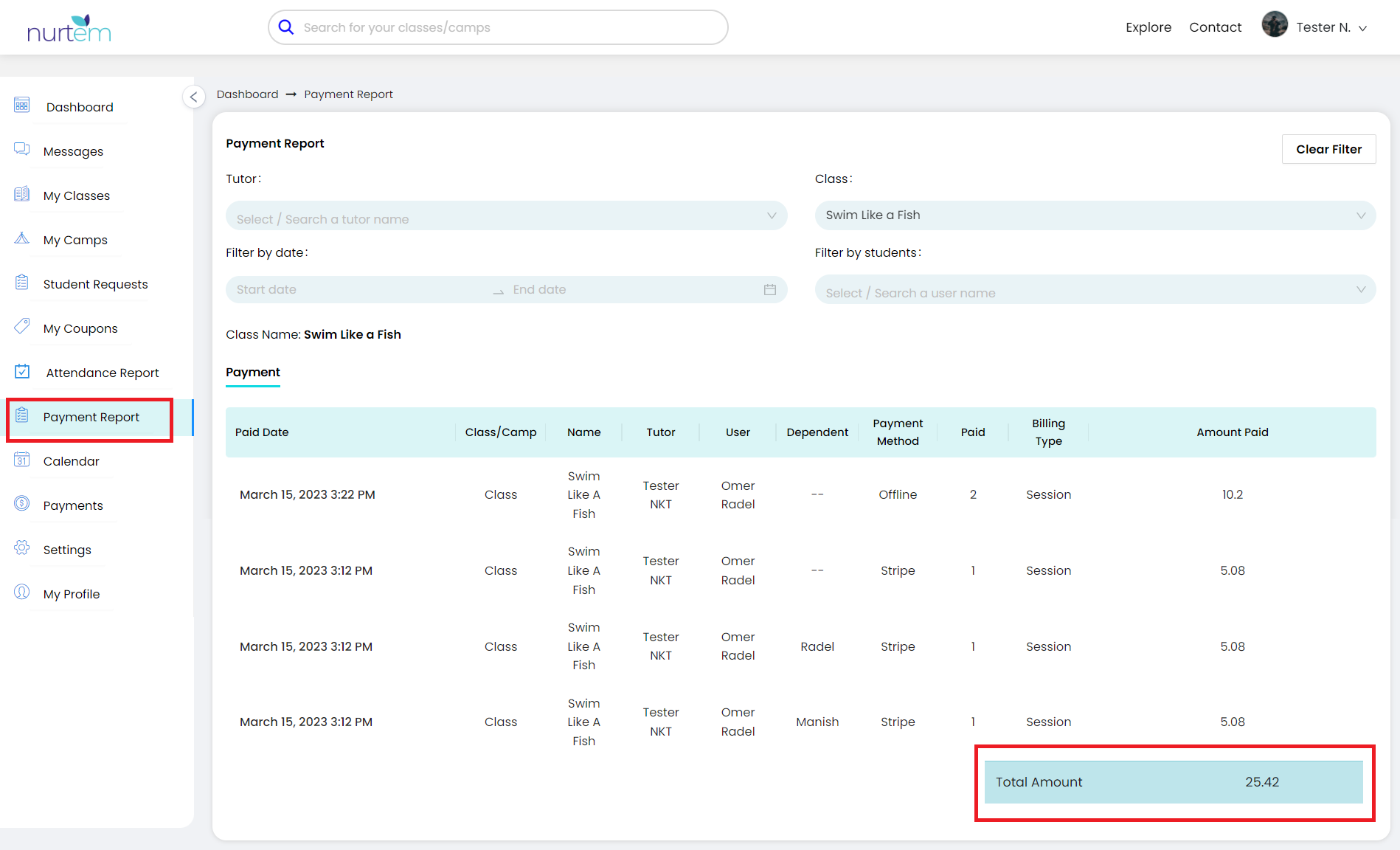 screencapture nurtemdev nurtem tutors payment report 2023 03 22 12 08 32